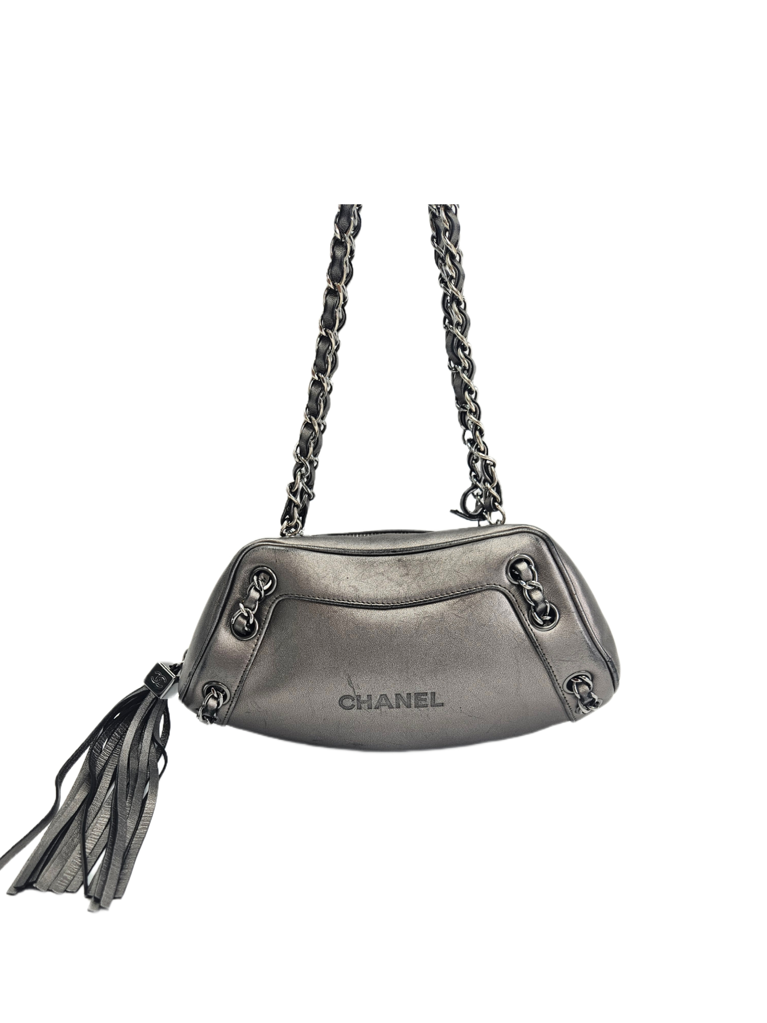 Chanel Metallic Leather Tassel Evening Bag