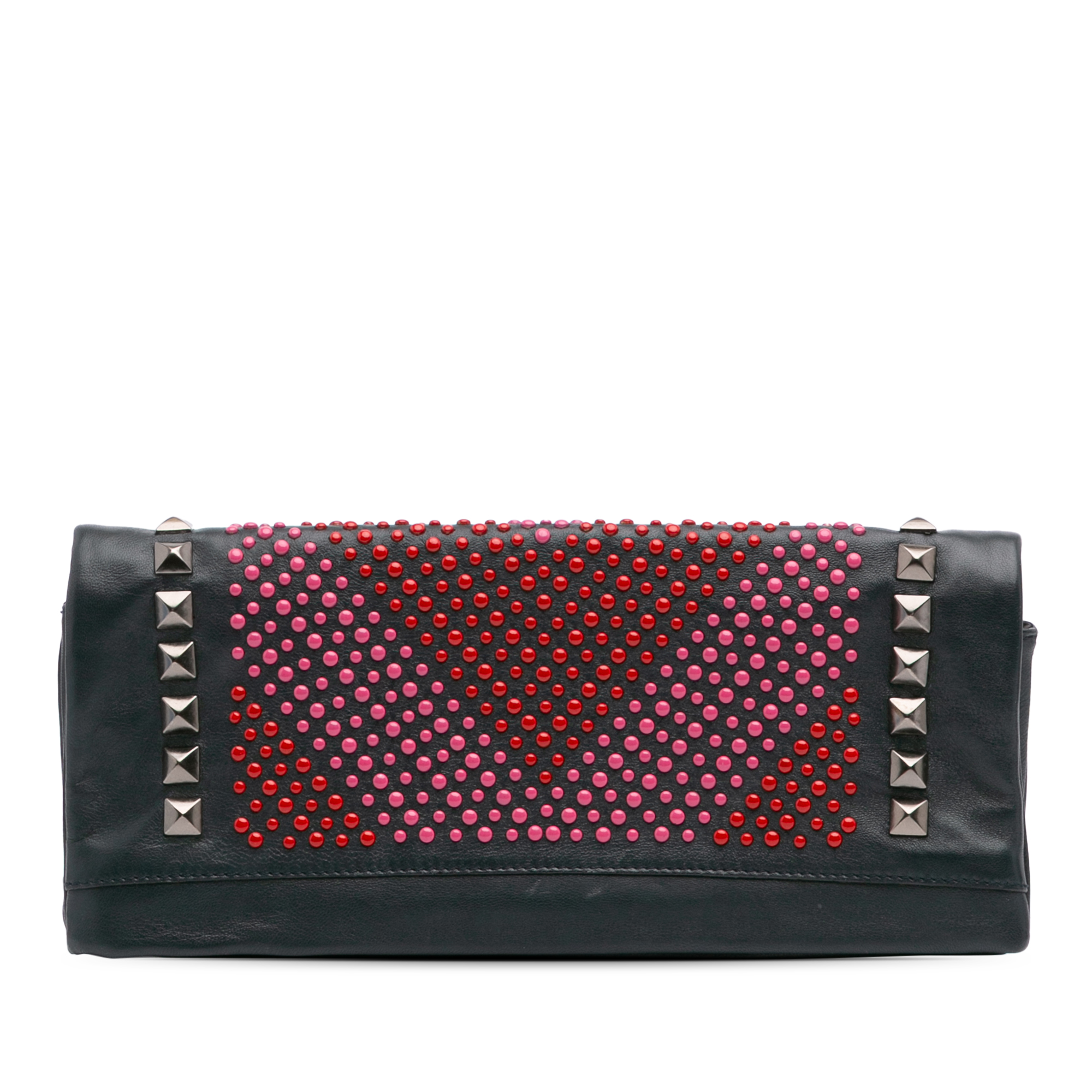 Product image of Leather Studded Foldover Clutch