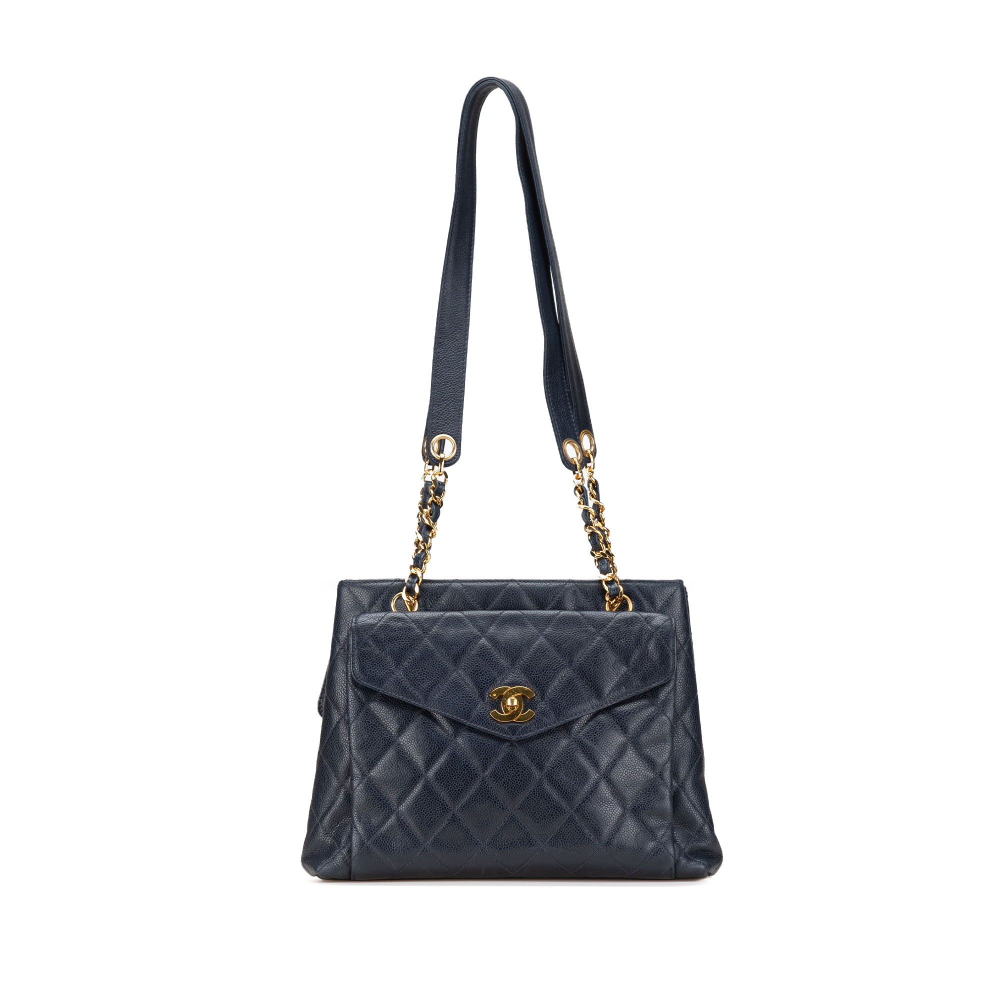 Product image of Quilted Caviar Front Pocket Chain Tote